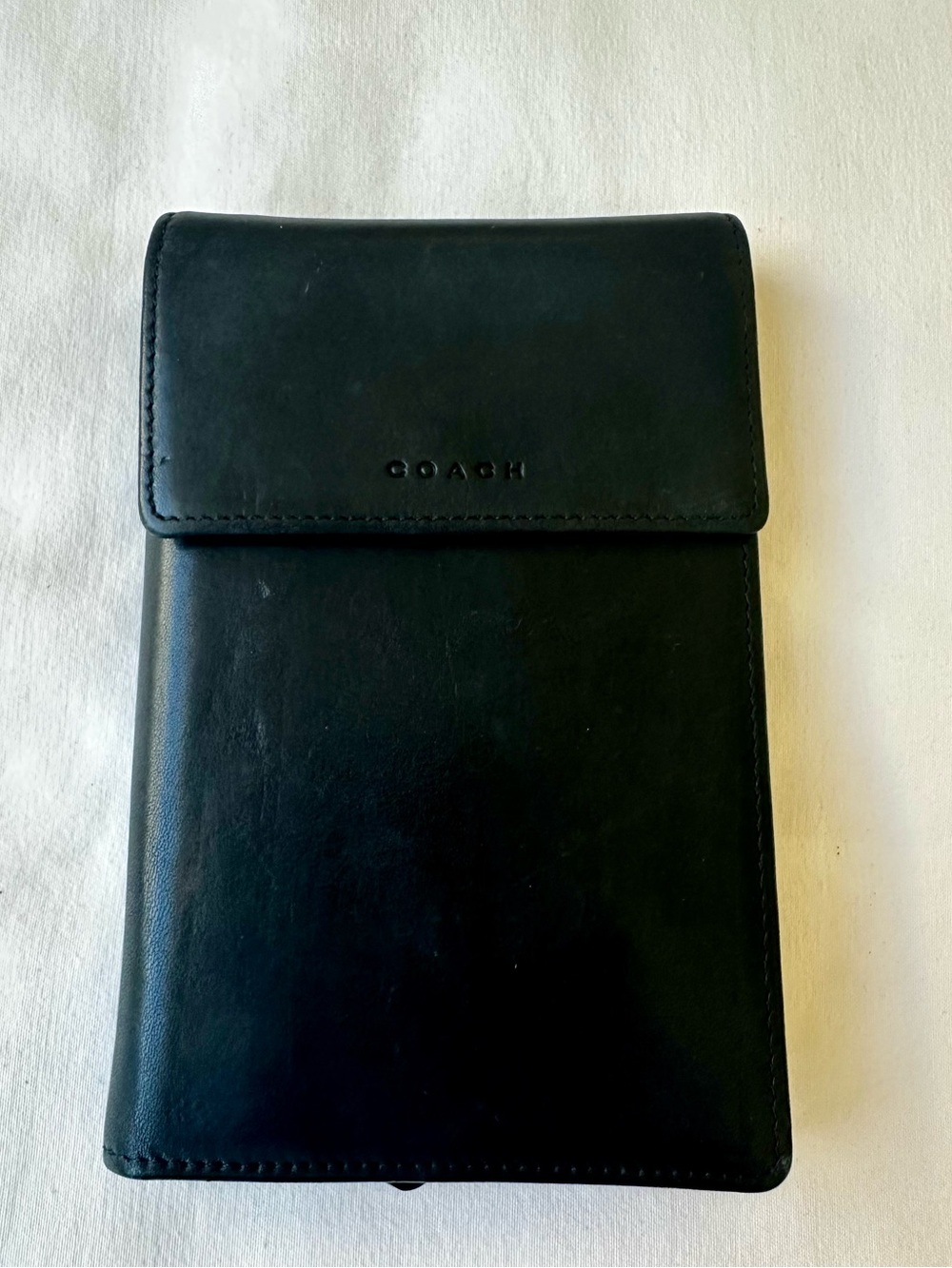 COACH Vintage Swing 7198 Black Leather Trifold Wallet Crossbody Clutch 90s